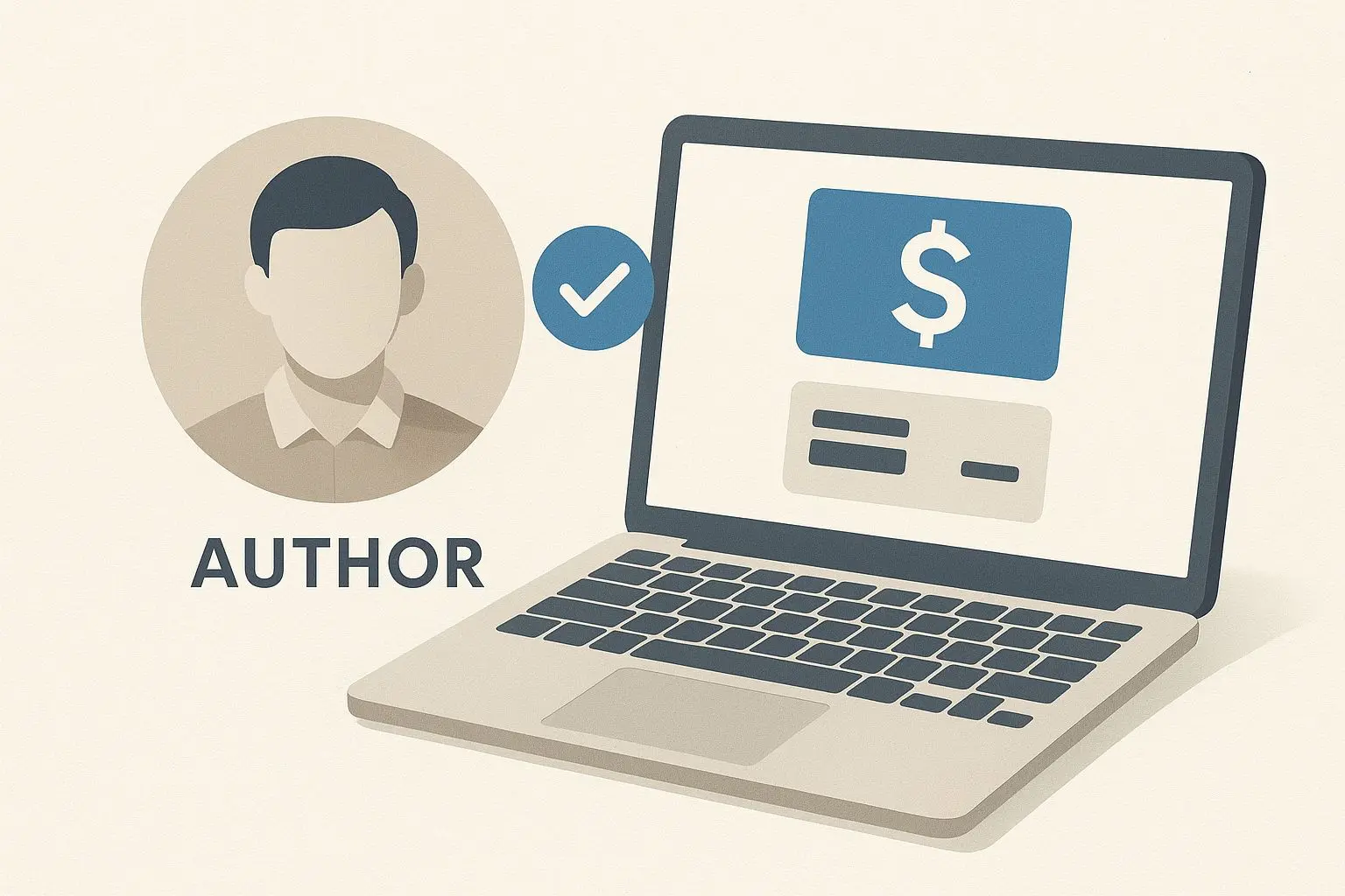 Ilustração de perfil de autor com foco em pagamentos digitais