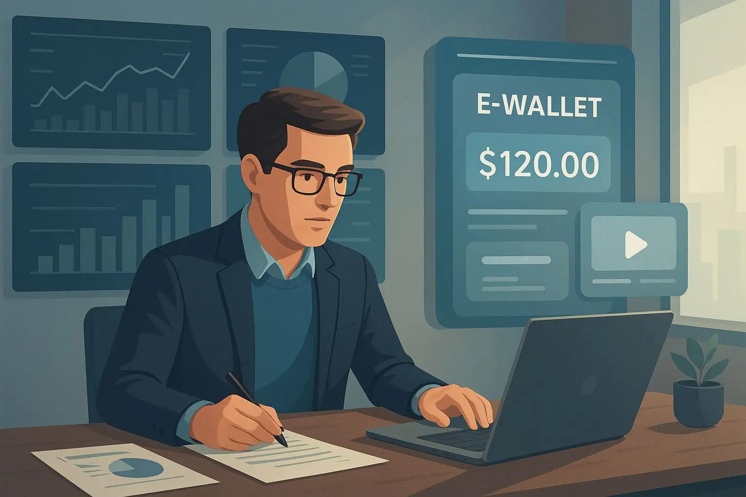 Especialista fictício em pagamentos online e análise de plataformas digitais