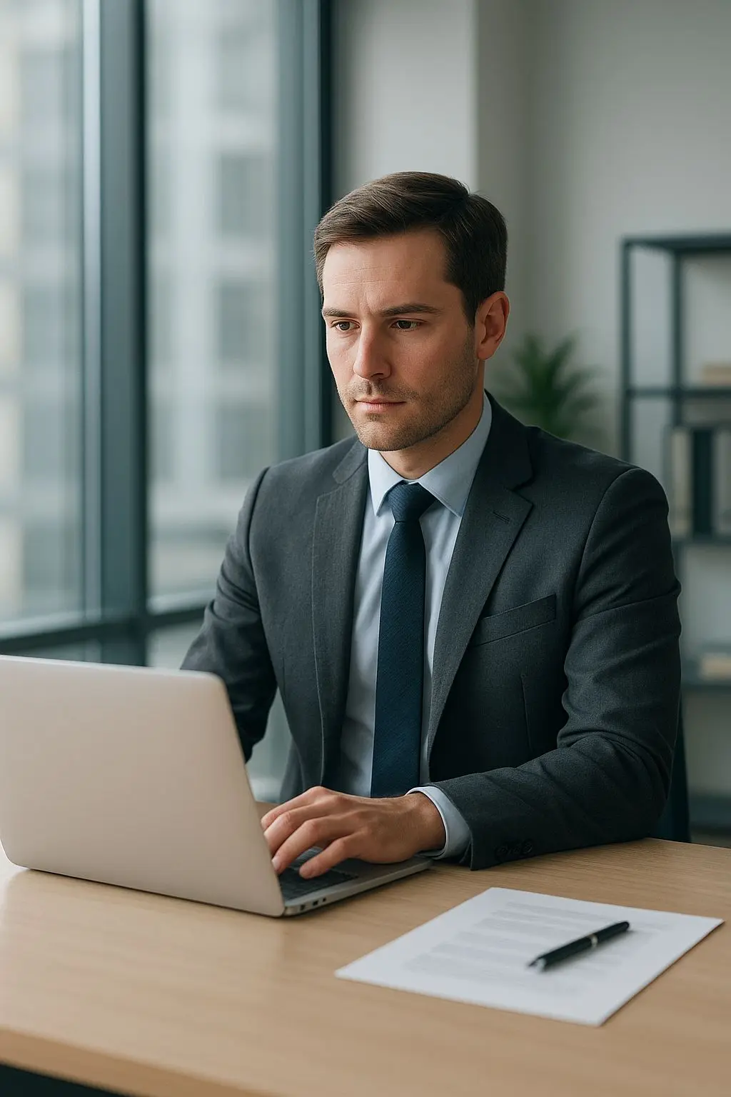 Profissional genérico de fintech em ambiente de escritório