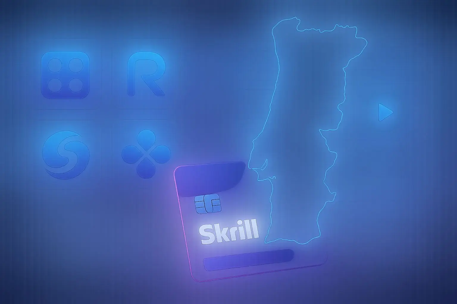 Ilustração de fornecedores de slots com cartão digital e mapa de Portugal