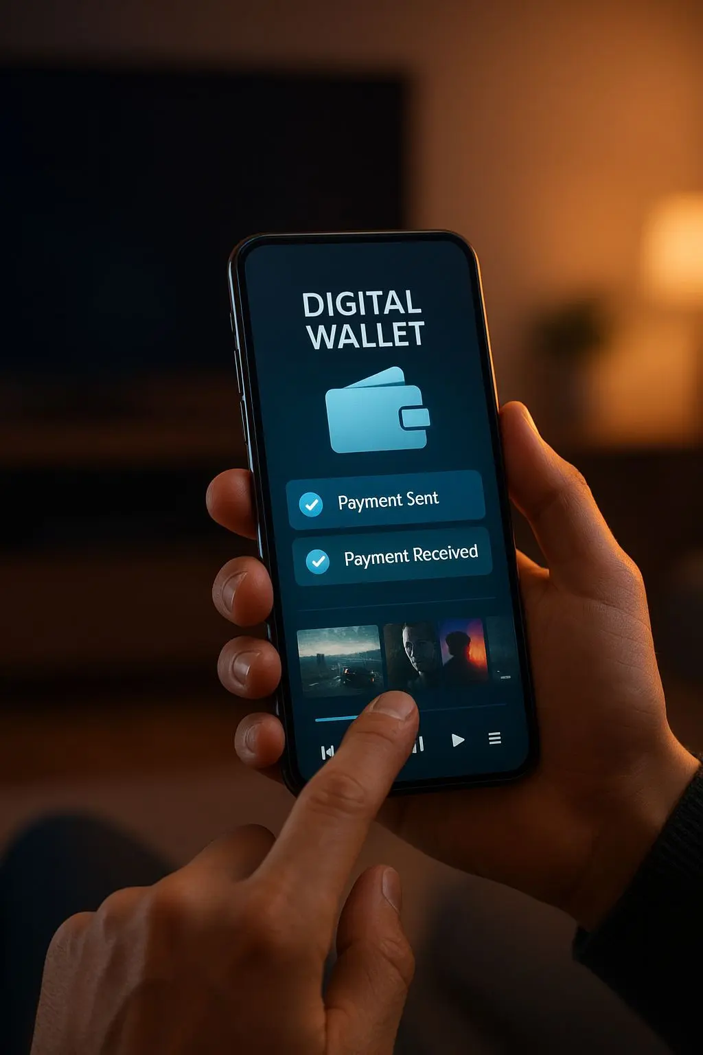 Skrill Pay N Play no telemóvel Utilizador com smartphone e ícones de pagamento digital