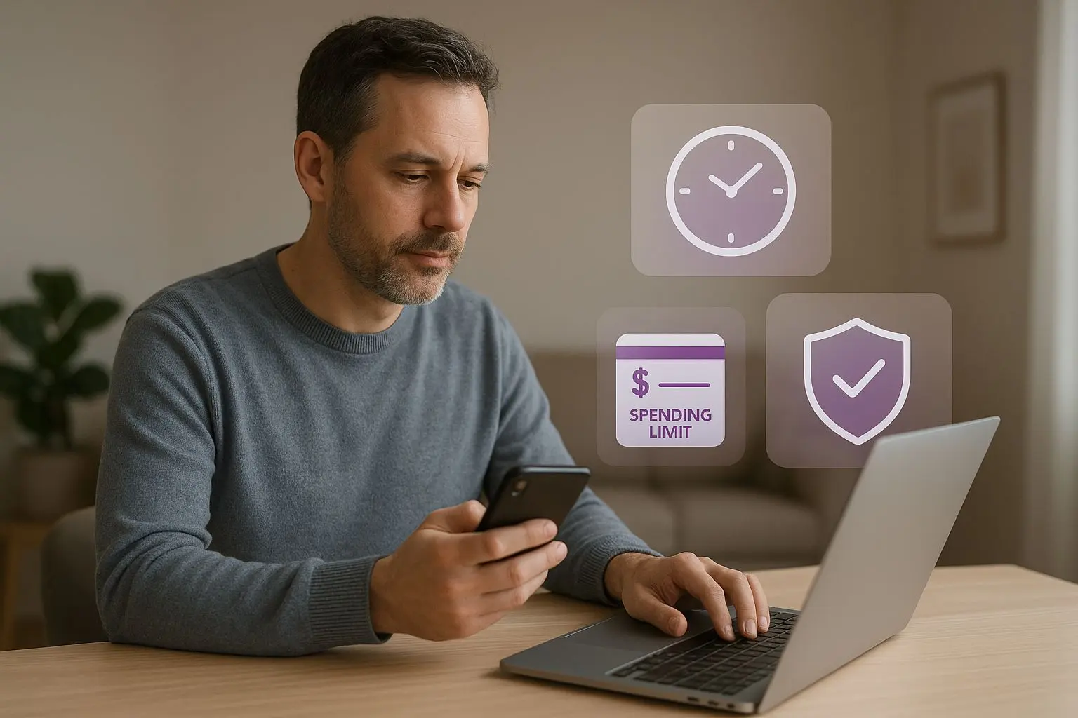 Jogador a usar dispositivo com controlo de tempo e orçamento
