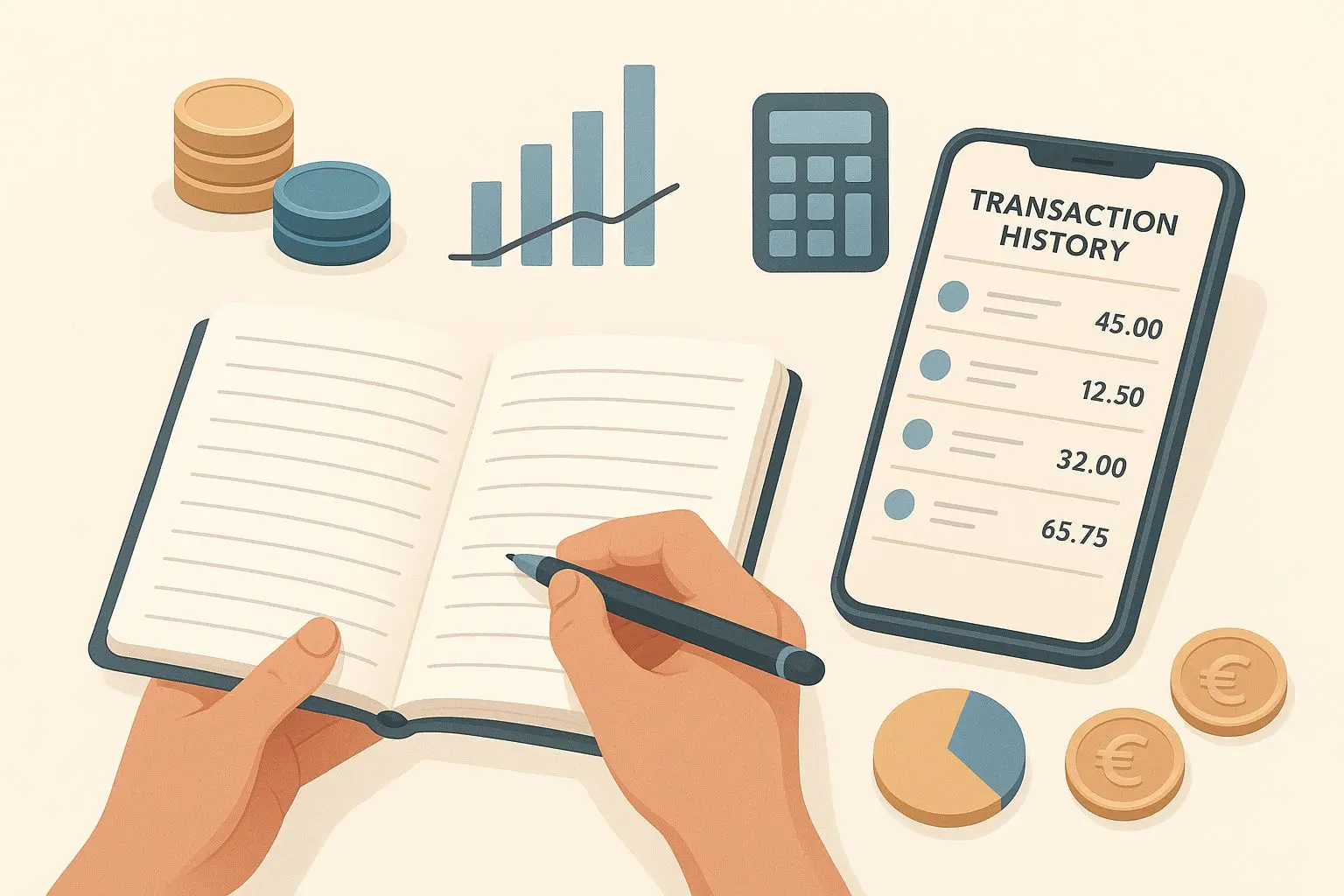 Gestão de banca com orçamento e histórico de transações digitais