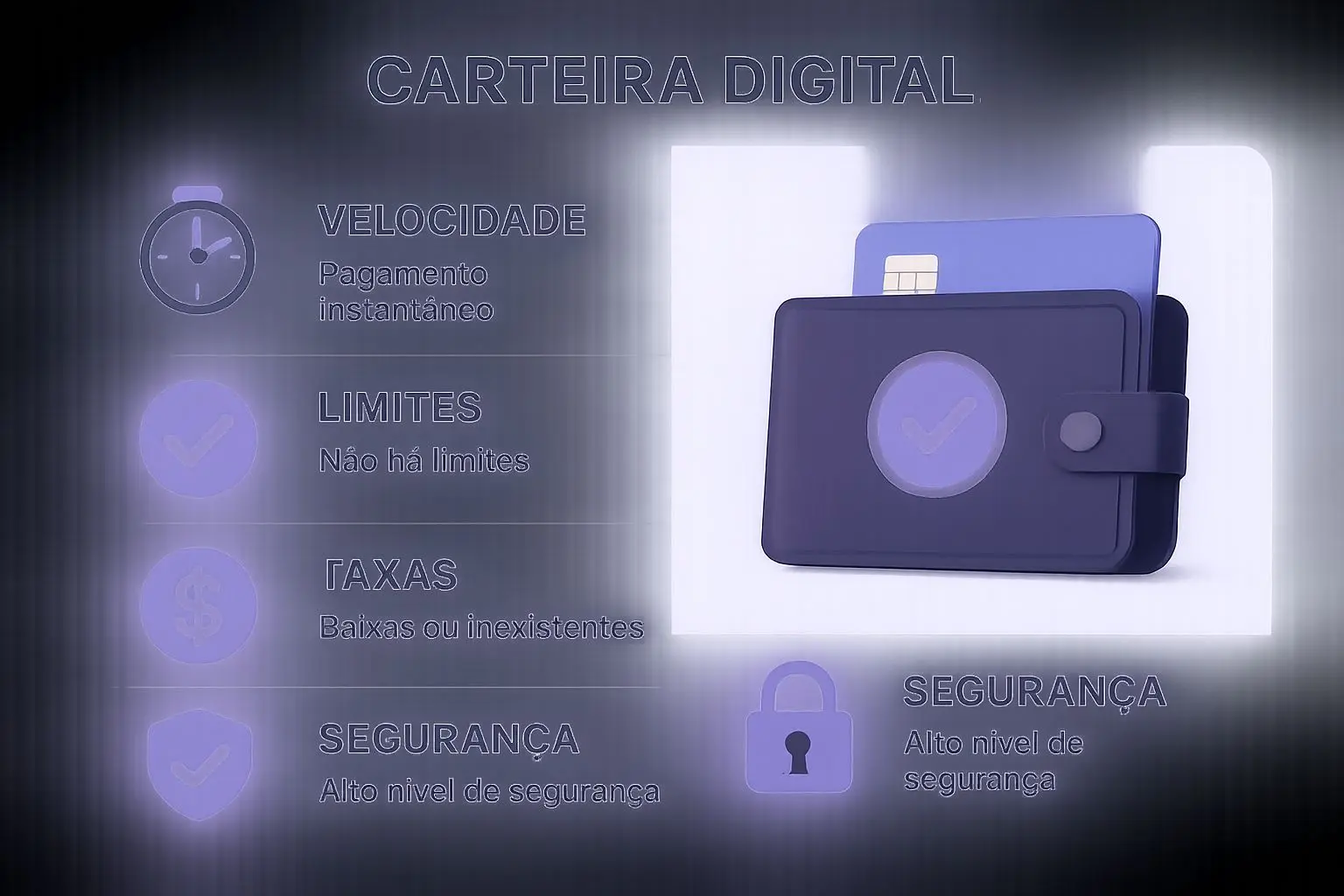 Infográfico com velocidade, limites e segurança nos pagamentos por carteira digital