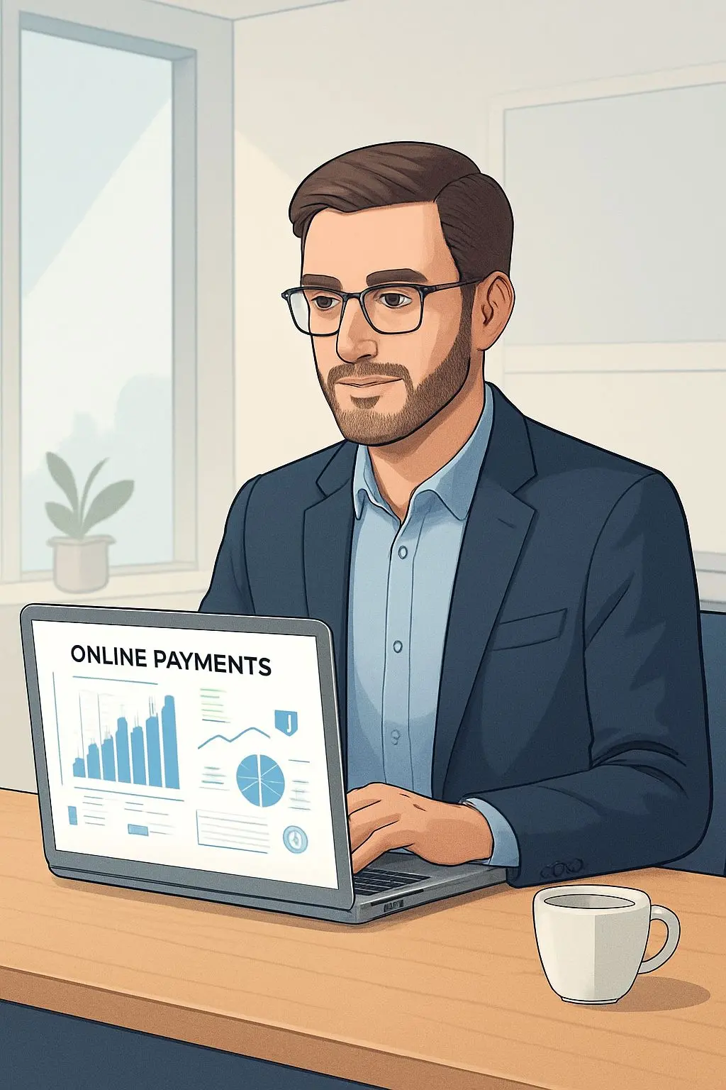 Especialista em pagamentos online representado por avatar profissional genérico